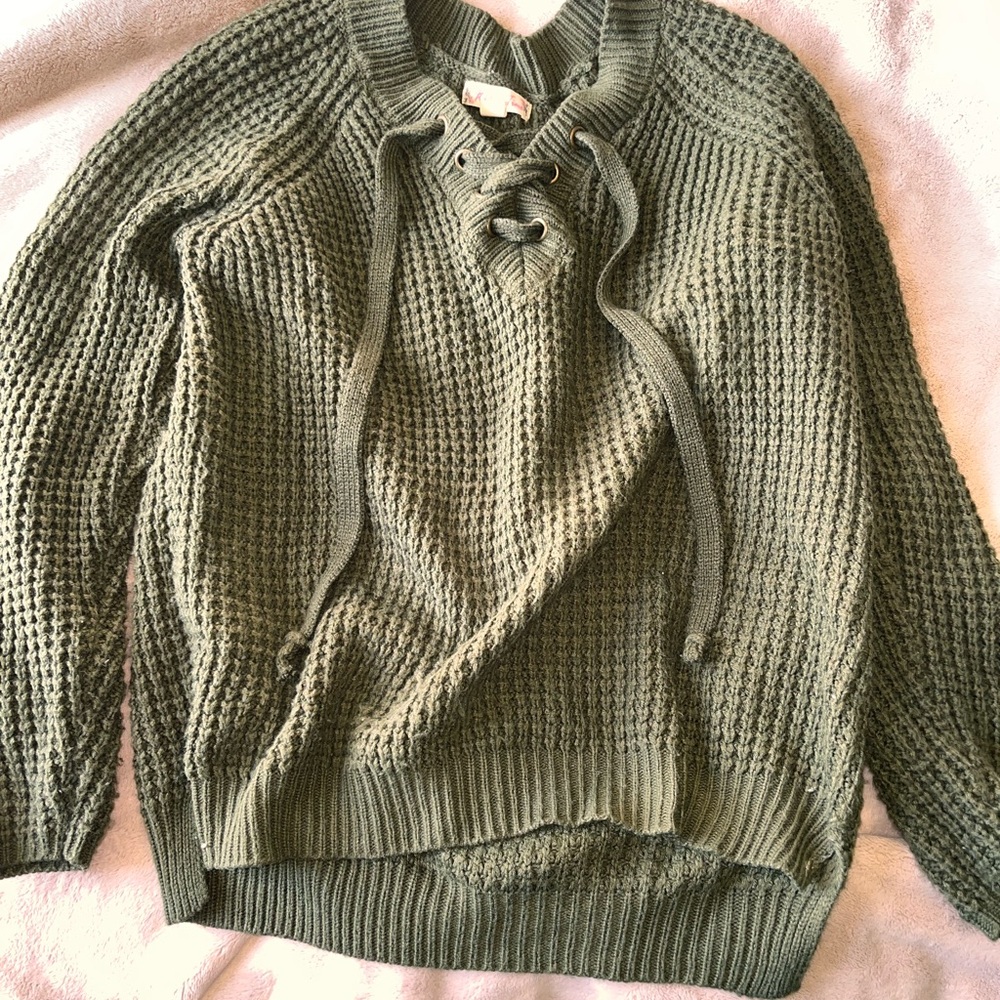 It's Our Time Sage Green Knit Sweater